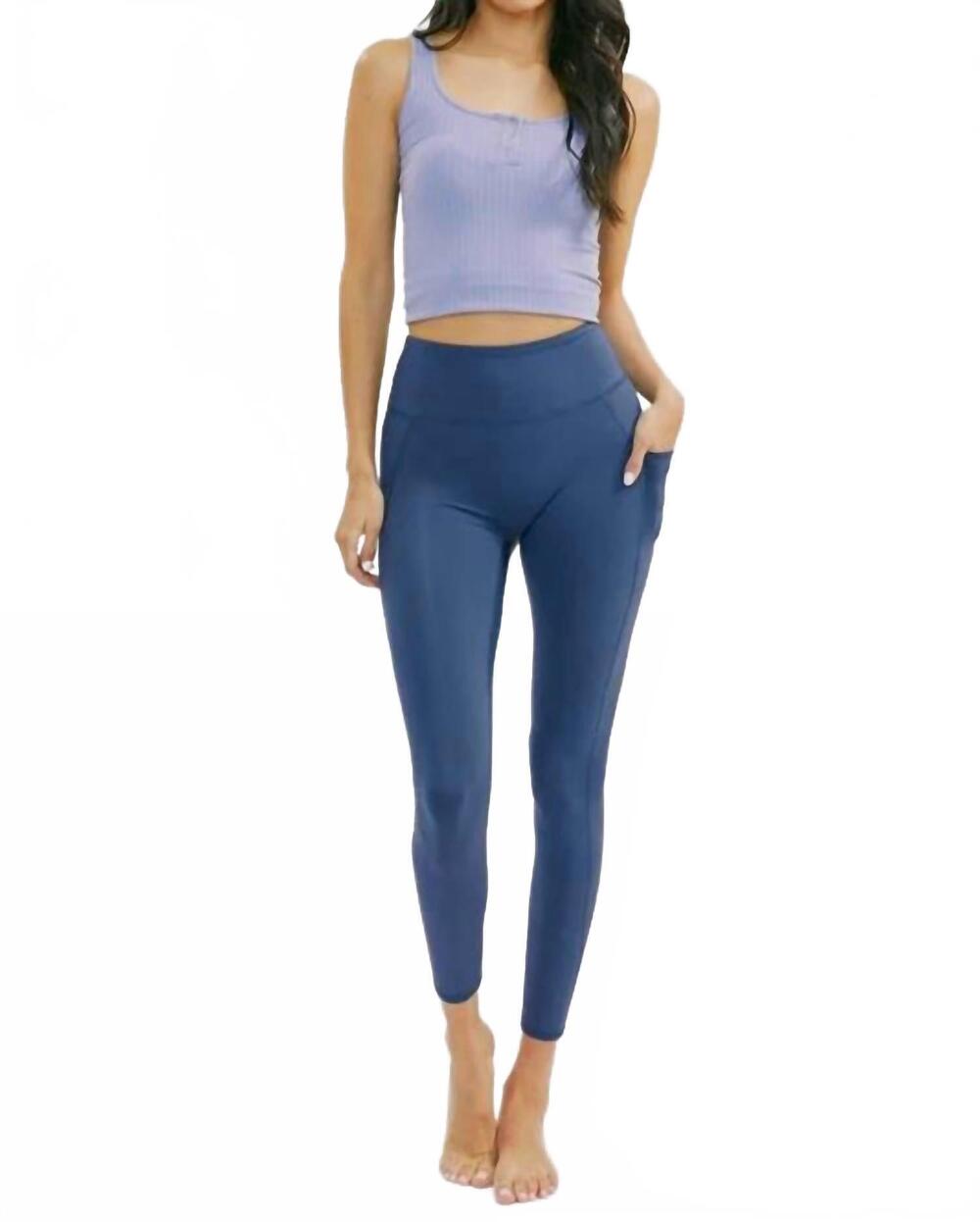 NEW KANCAN let's get physical active wear leggings in slate blue